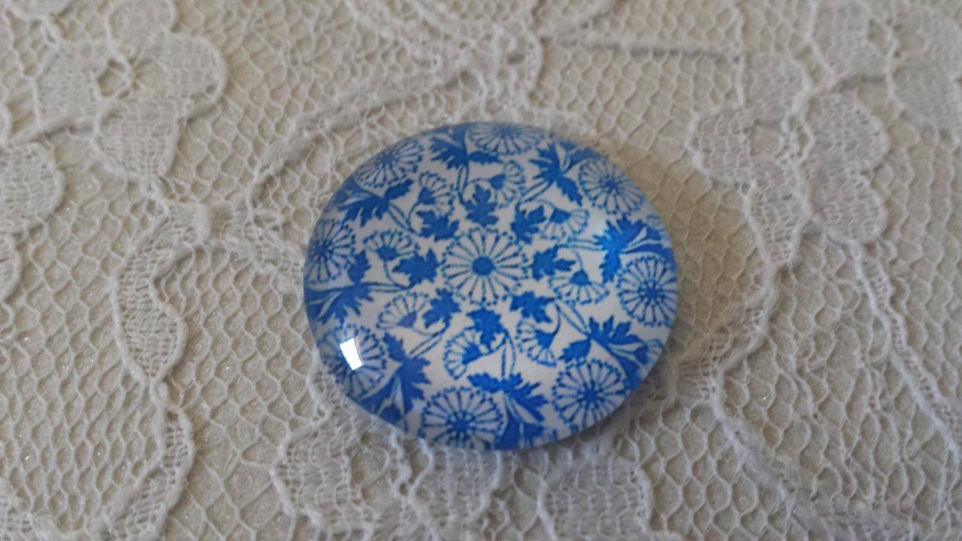glazen cabochon rond 25mm bloem 006 