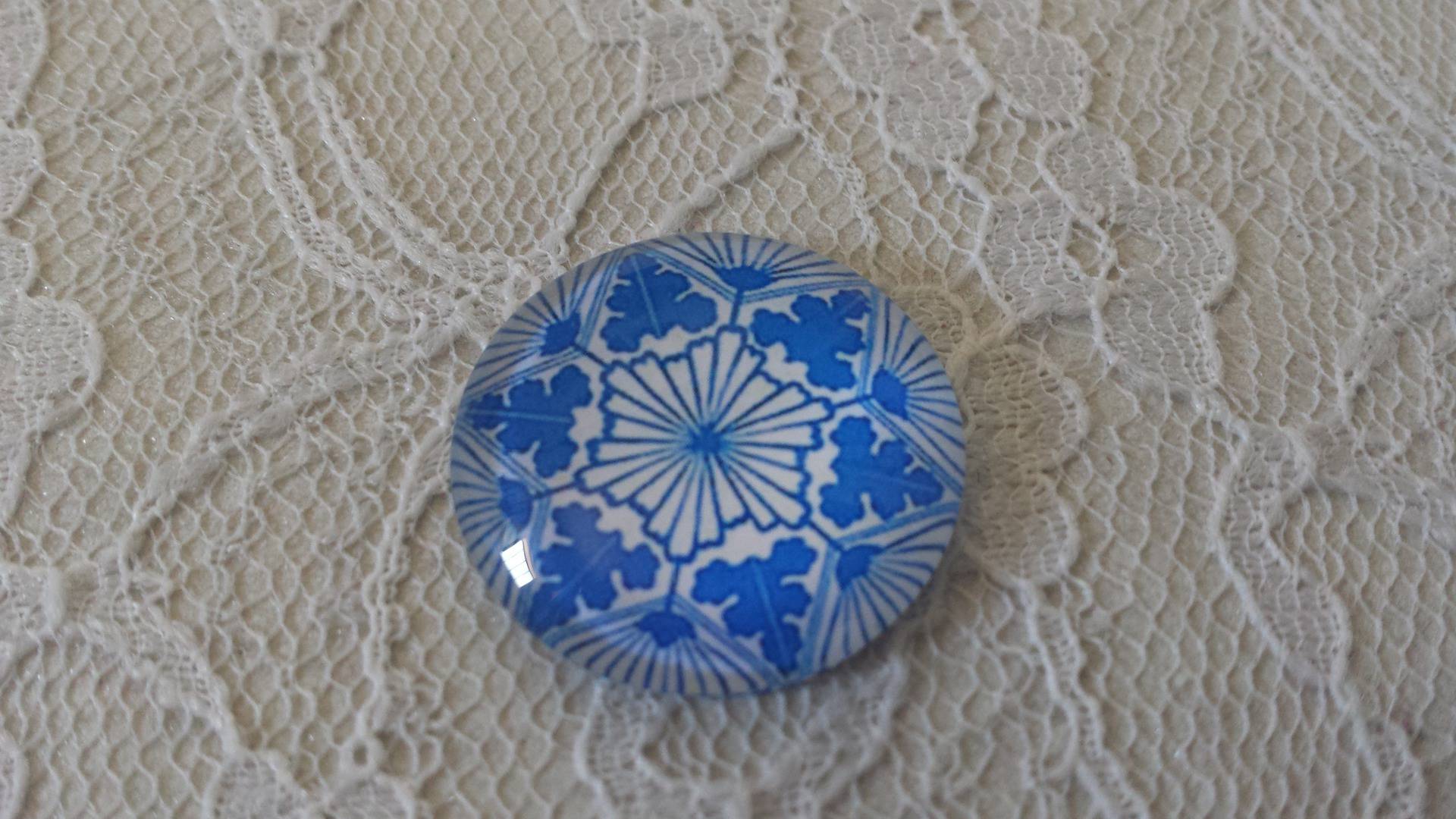 glazen cabochon rond 25mm bloem 005 