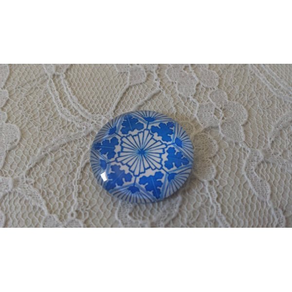 glazen cabochon rond 25mm bloem 005 
