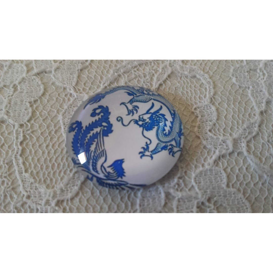 glazen cabochon rond 25mm bloem 004 
