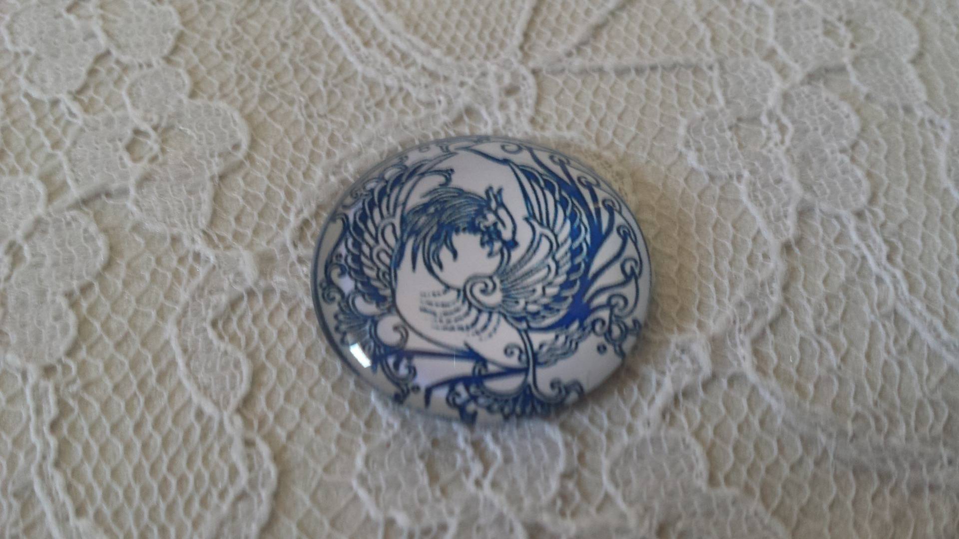 glazen cabochon rond 25mm bloem 003 