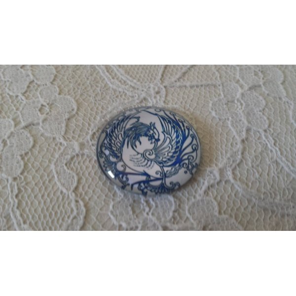 glazen cabochon rond 25mm bloem 003 