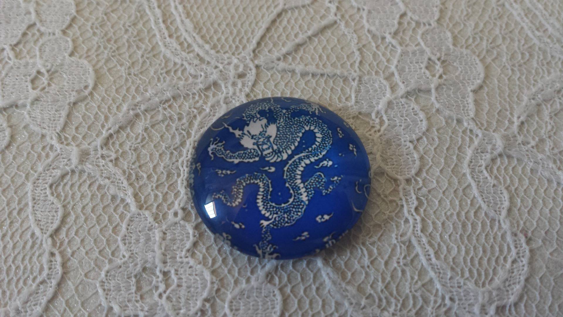 glazen cabochon rond 25mm bloem 002 