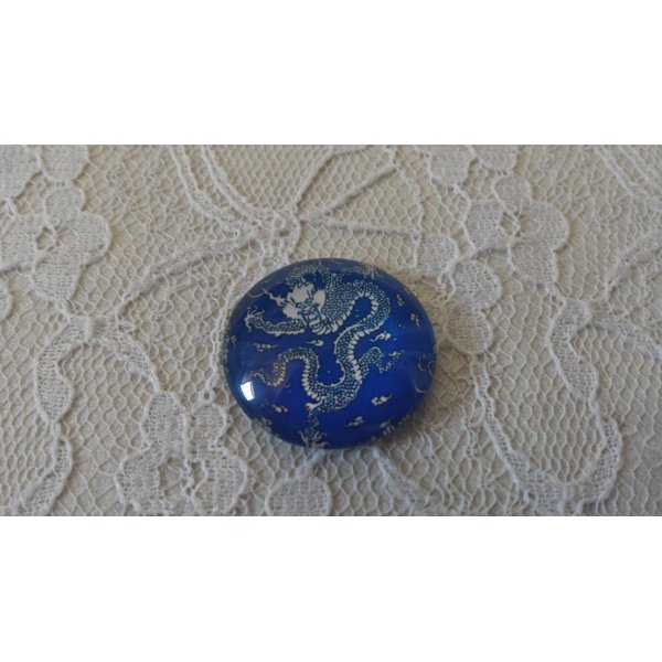 glazen cabochon rond 25mm bloem 002 
