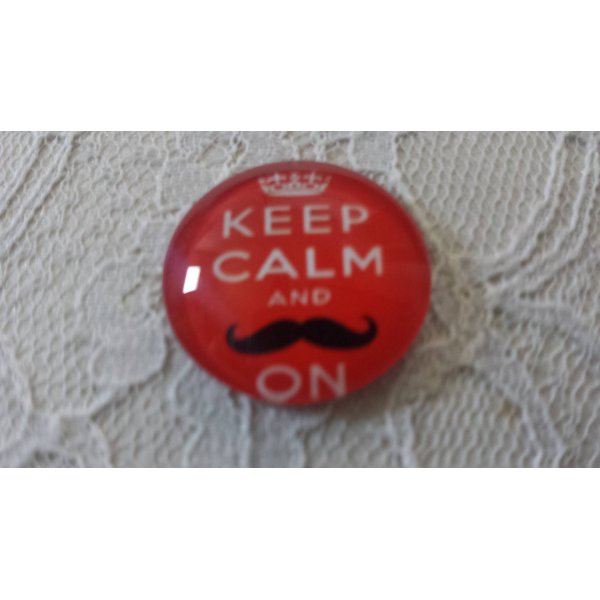 glazen cabochon rond 25mm snor 043 