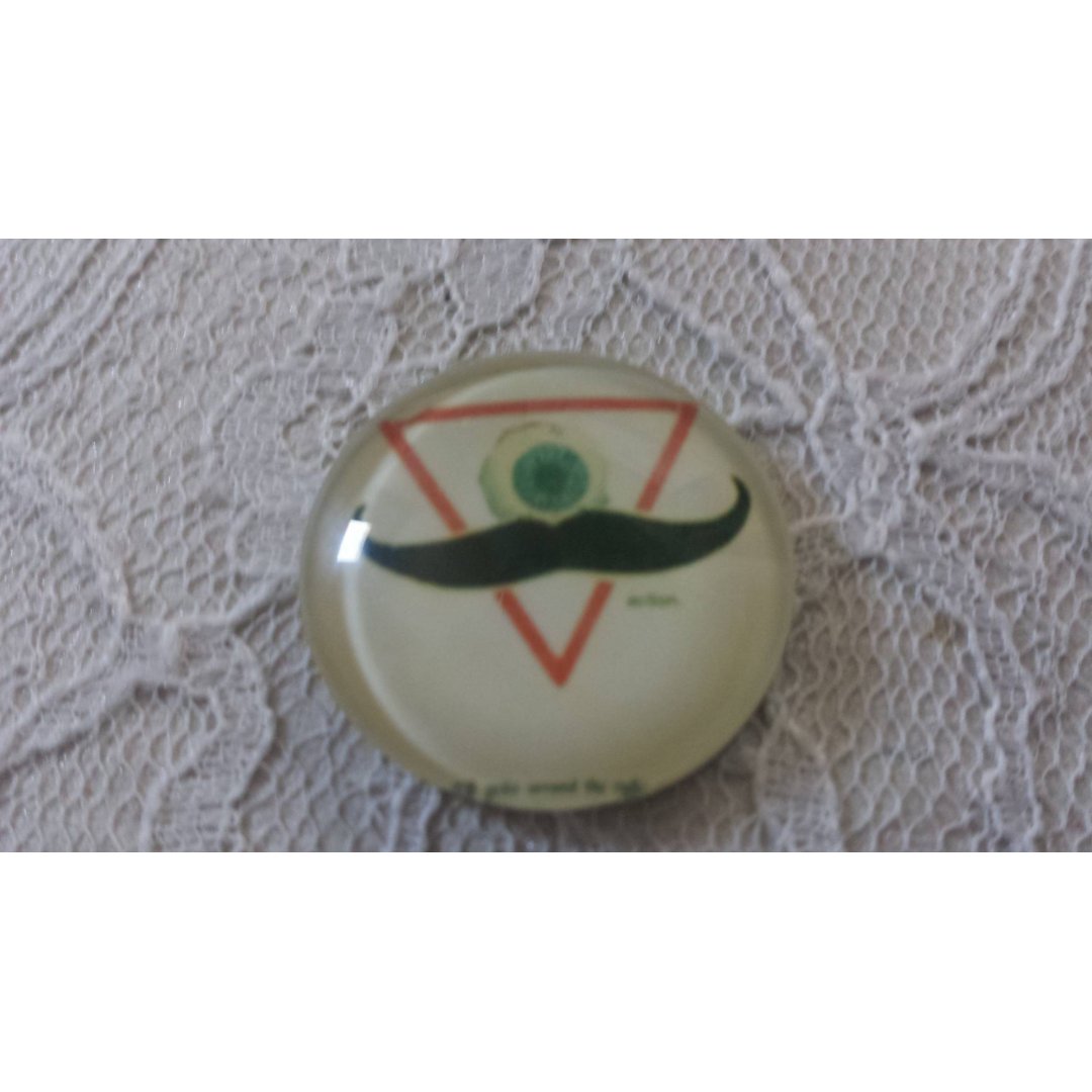glazen cabochon rond 25mm snor 041 
