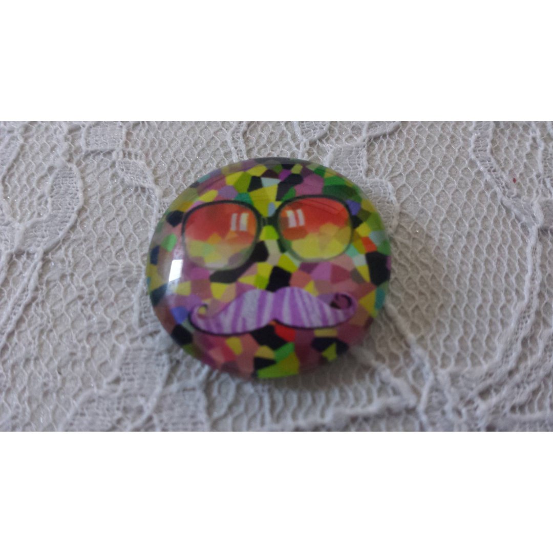 glazen cabochon rond 25mm snor 040 