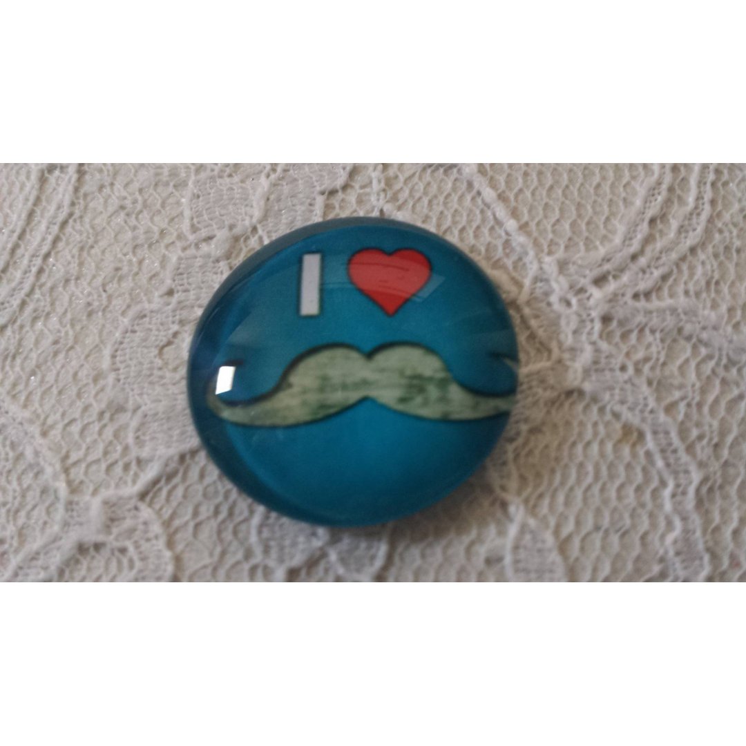 glazen cabochon rond 25mm snor 037 