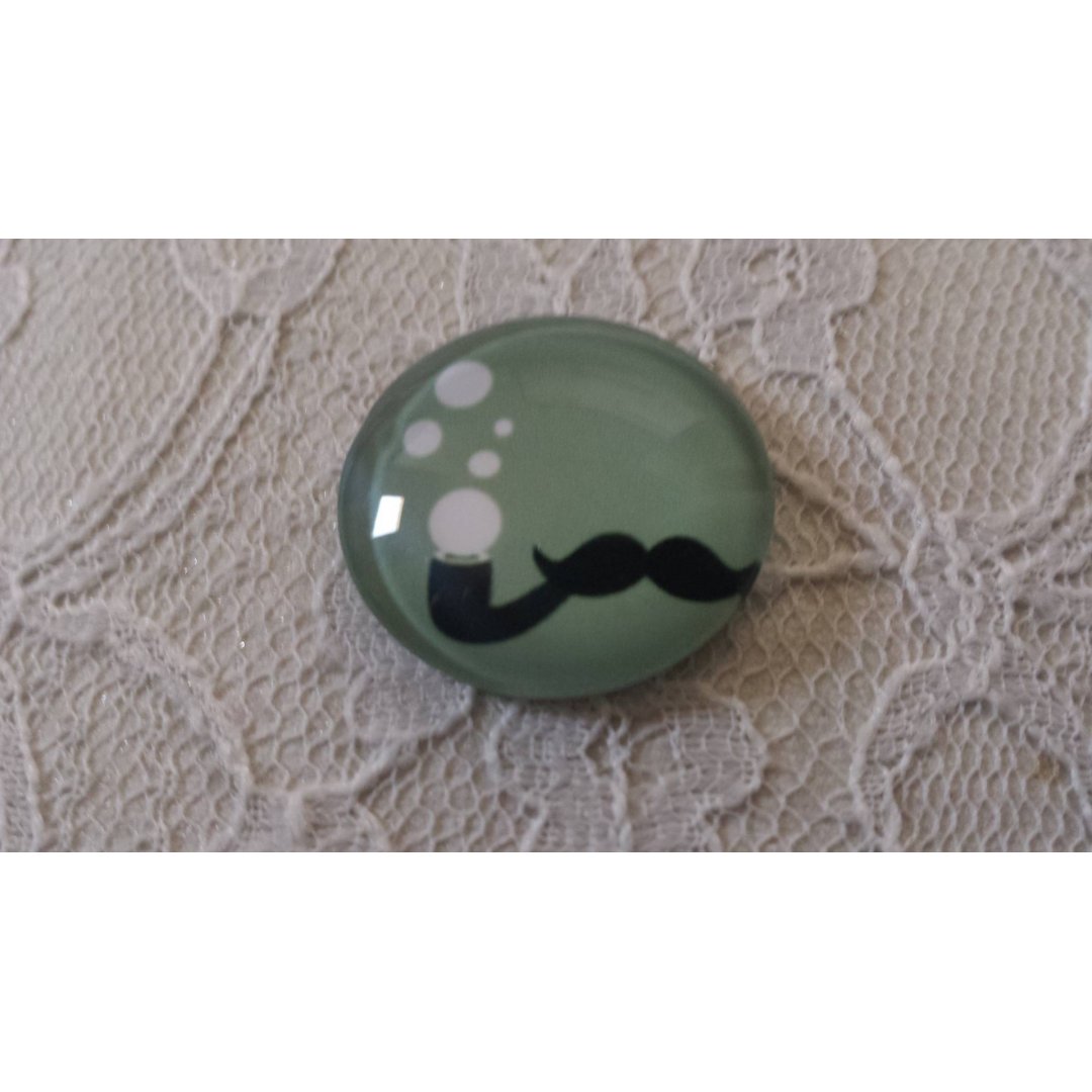 glazen cabochon rond 25mm snor 035 