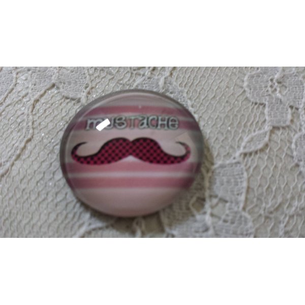 glazen cabochon rond 25mm snor 027 