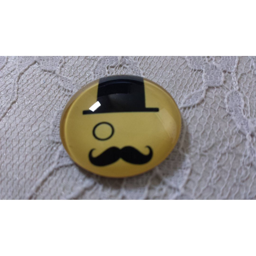 glazen cabochon rond 25mm snor 023 