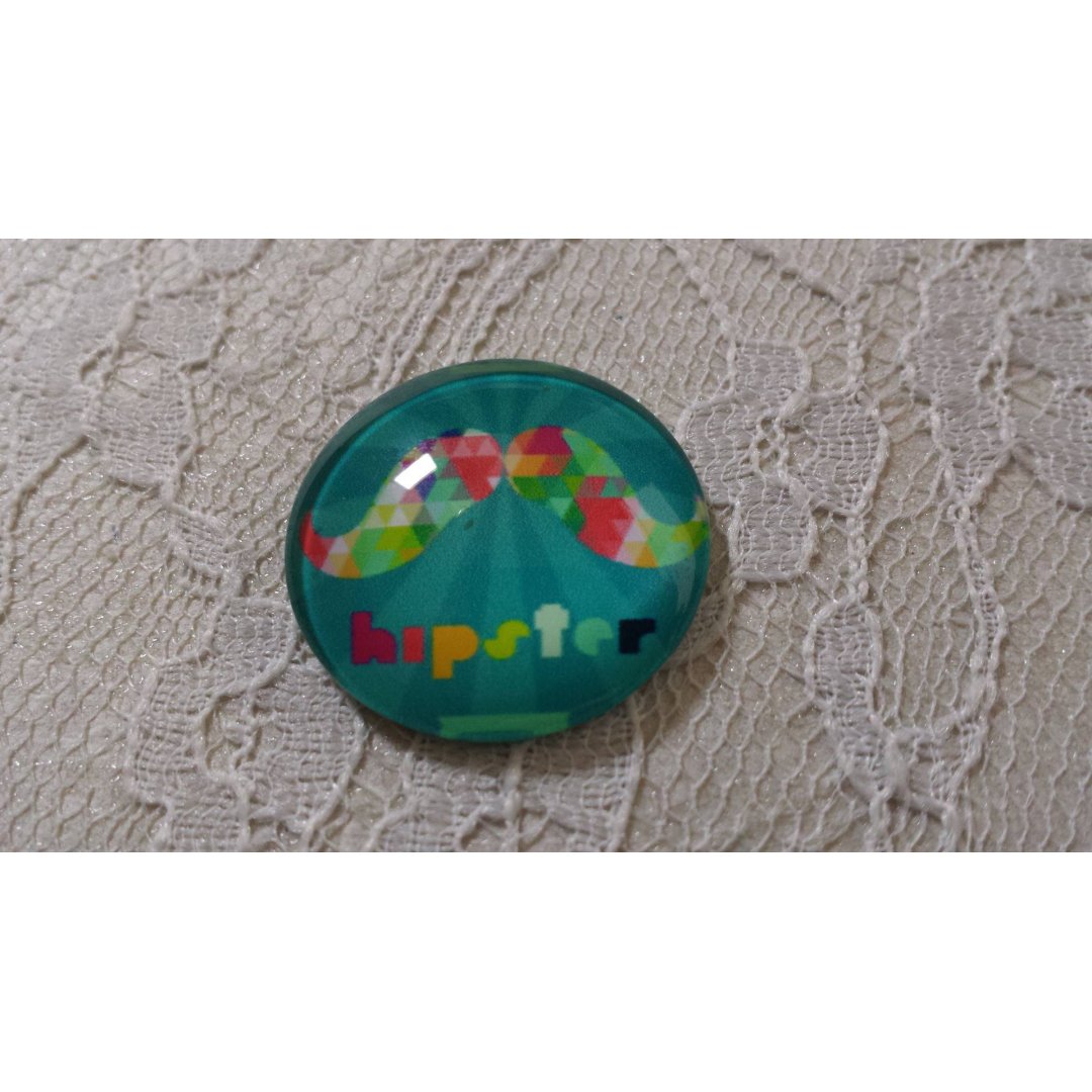 glazen cabochon rond 25mm snor 022 