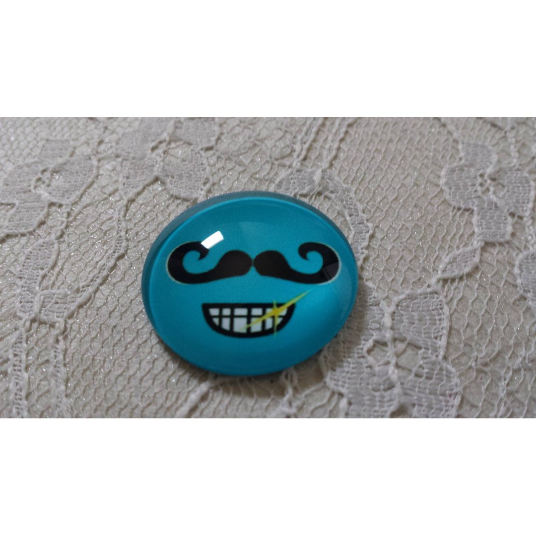 glazen cabochon rond 25mm snor 019 
