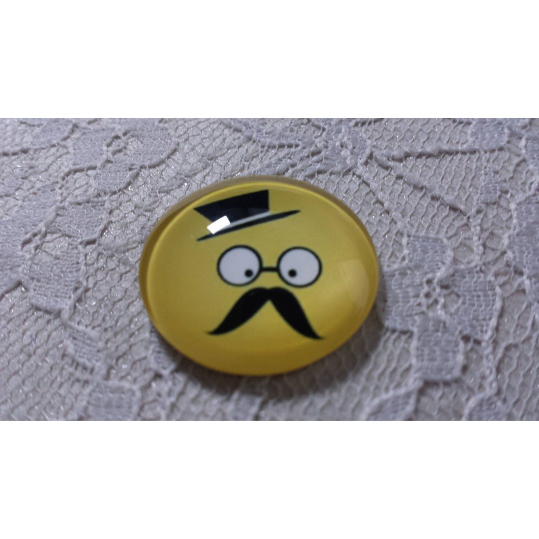 glazen cabochon rond 25mm snor 016 