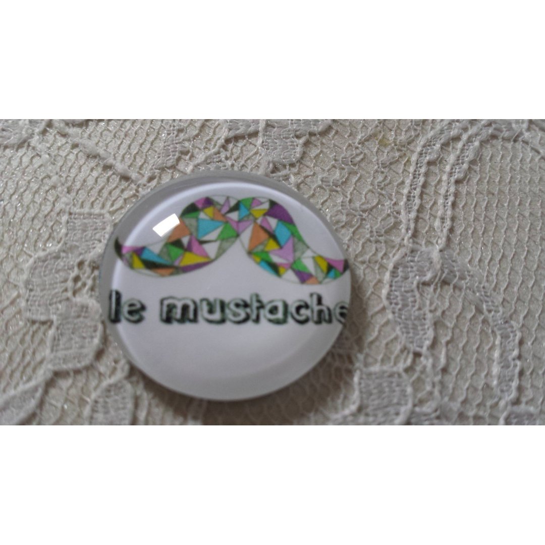 glazen cabochon rond 25mm snor 010 