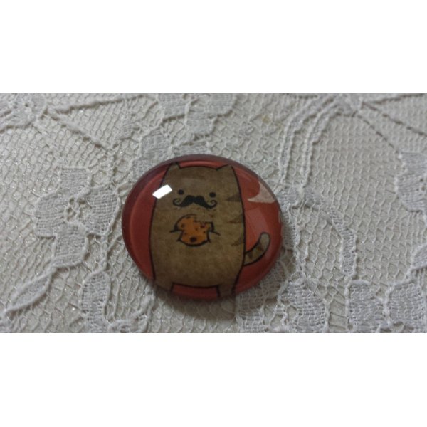 glazen cabochon rond 25mm snor 009 