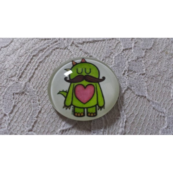 glazen cabochon rond 25mm snor 007 