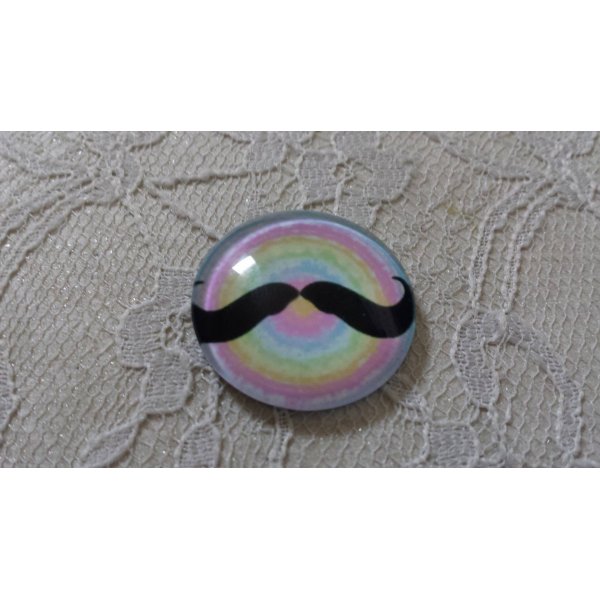 glazen cabochon rond 25mm snor 001 