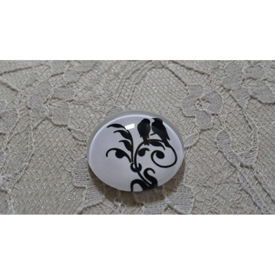 cabochon rond glas 25mm vogels 022 