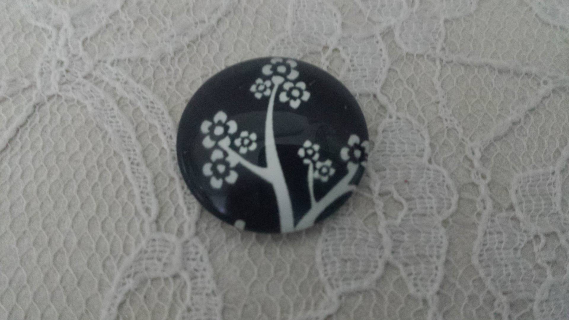 glazen cabochon rond 25mm vogels 020 