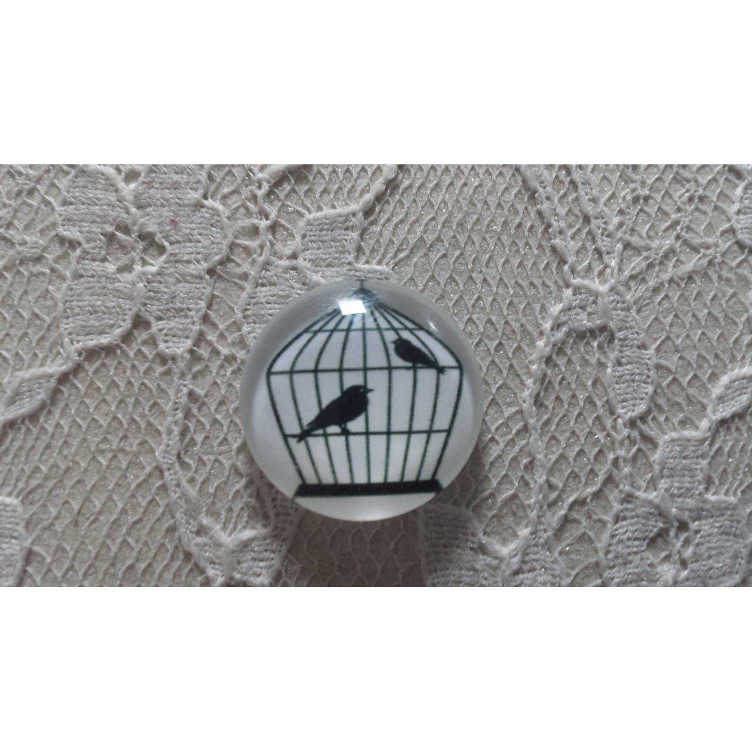 cabochon rond glas 25mm vogels 009 
