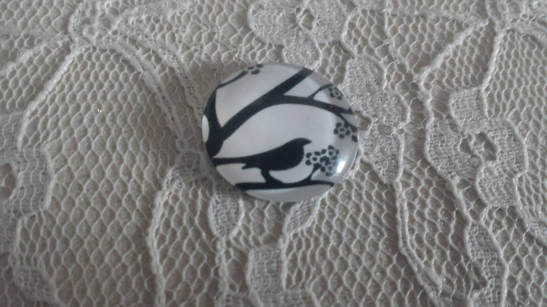 cabochon rond glas 25mm vogels 001 