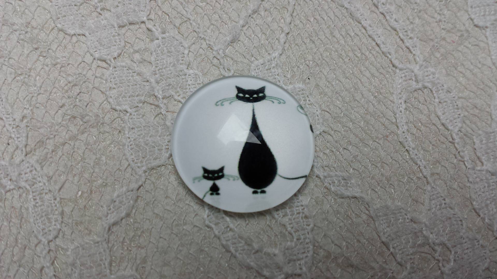 glazen cabochon rond 20mm cat 007 