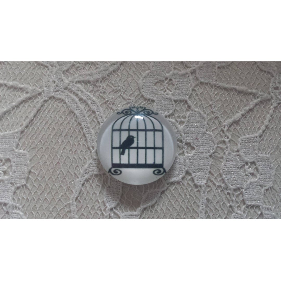 glazen cabochon rond 20mm vogels 015 
