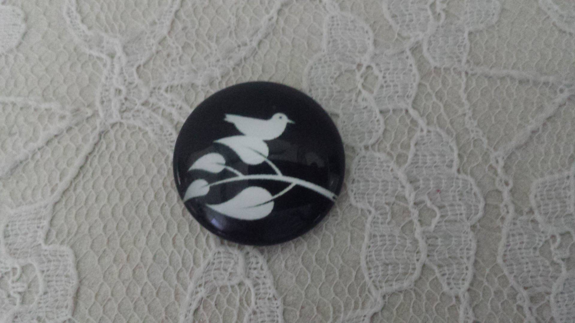 glazen cabochon rond 20mm vogels 013 