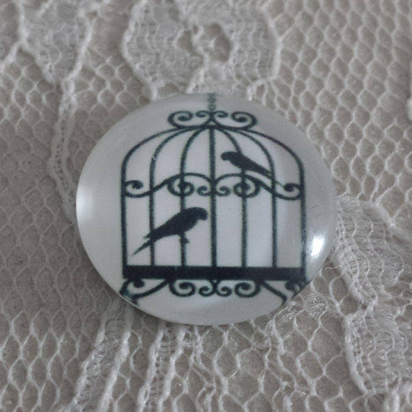 glazen cabochon rond 20mm vogels 002 