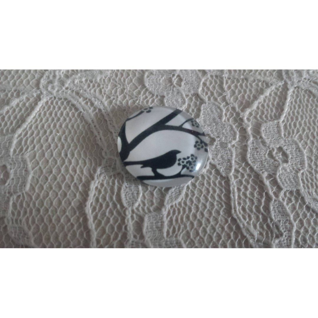 glazen cabochon rond 20mm vogels 001 