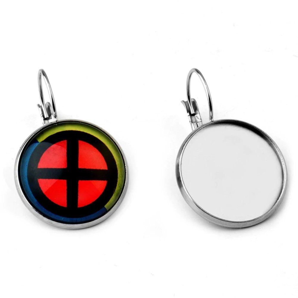 ronde cabochon houder roestvrij staal oorbel 12 mm N°07