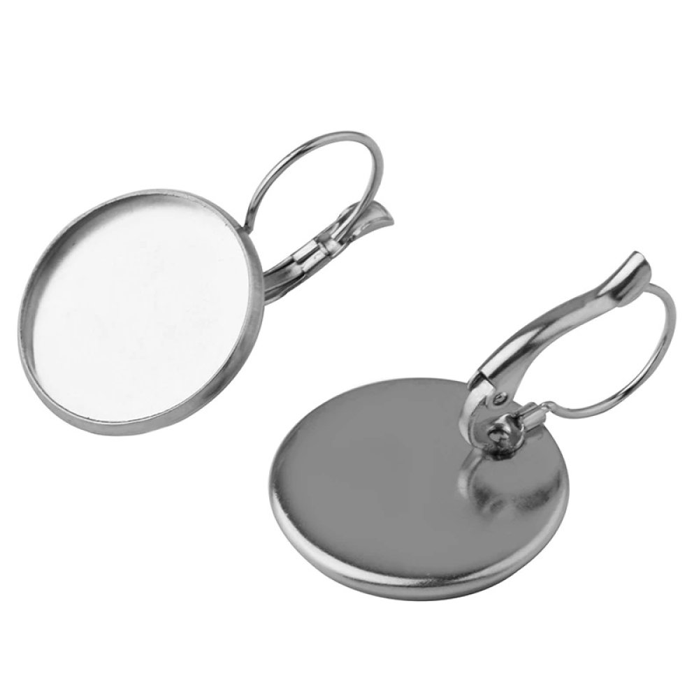 ronde cabochon houder roestvrij staal oorbel 12 mm N°07