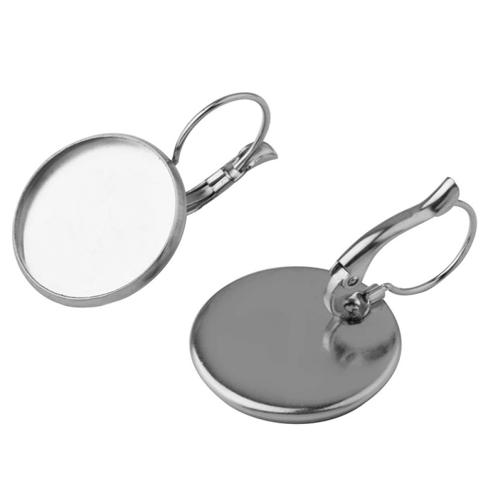 ronde cabochon houder roestvrij staal oorbel 12 mm N°07