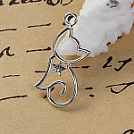 Set van 5 Kat Bedels N°2 Zilver 29 mm x 13 mm