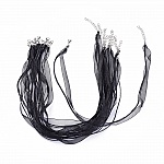 Ketting met organza lint N°04 en zwart waxkoord