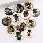 Set van 20 ronde glazen cabochons 25 mm Steampunk Dog