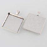 2 x 25mm zilveren cabochonhouders, cabochonhangers 43AS