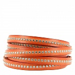 Oranje leer met 10 mm Swarovski strass per 20 cm