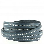 Lederen Kogel Leeuw Blauw 10 mm met nikkelvrije kogelketting per 20 cm