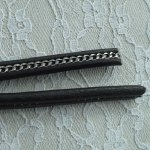 10 mm zwart Regaliz leer met zilveren ketting per 20 cm