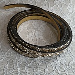 10 mm gouden glitterband met lederen voering per 20 cm