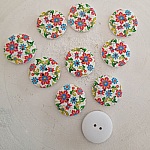 Houten knop bloemen 30 mm N°01 x 10 stuks