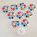 Houten knop bloemen 30 mm N°08 x 10 stuks