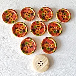Houten knop bloemen 30 mm N°09 x 10 stuks