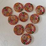Houten knop bloemen 30 mm N°11 x 10 stuks