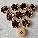 Houten knop bloemen 30 mm N°16 x 10 stuks