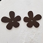 Bloem Hout hanger of connector 57 mm Bruin