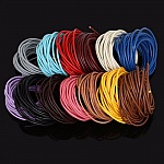 1 meter Rond glad leerkoord Blauw 3 mm