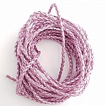 1 meter Rond gevlochten imitatieleer koord Mauve Zilver 3 mm